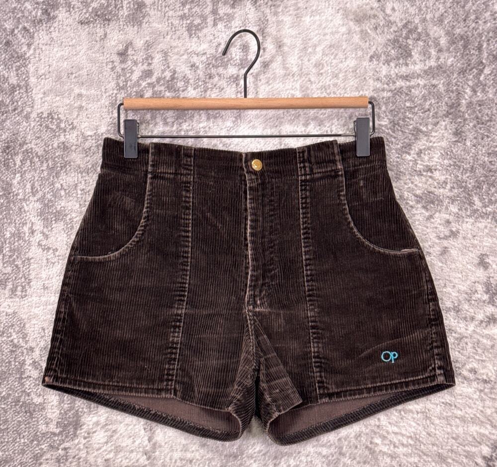 Vintage OP Ocean Pacific Shorts 28" Womens Brown Corduroy Retro Skate Surf